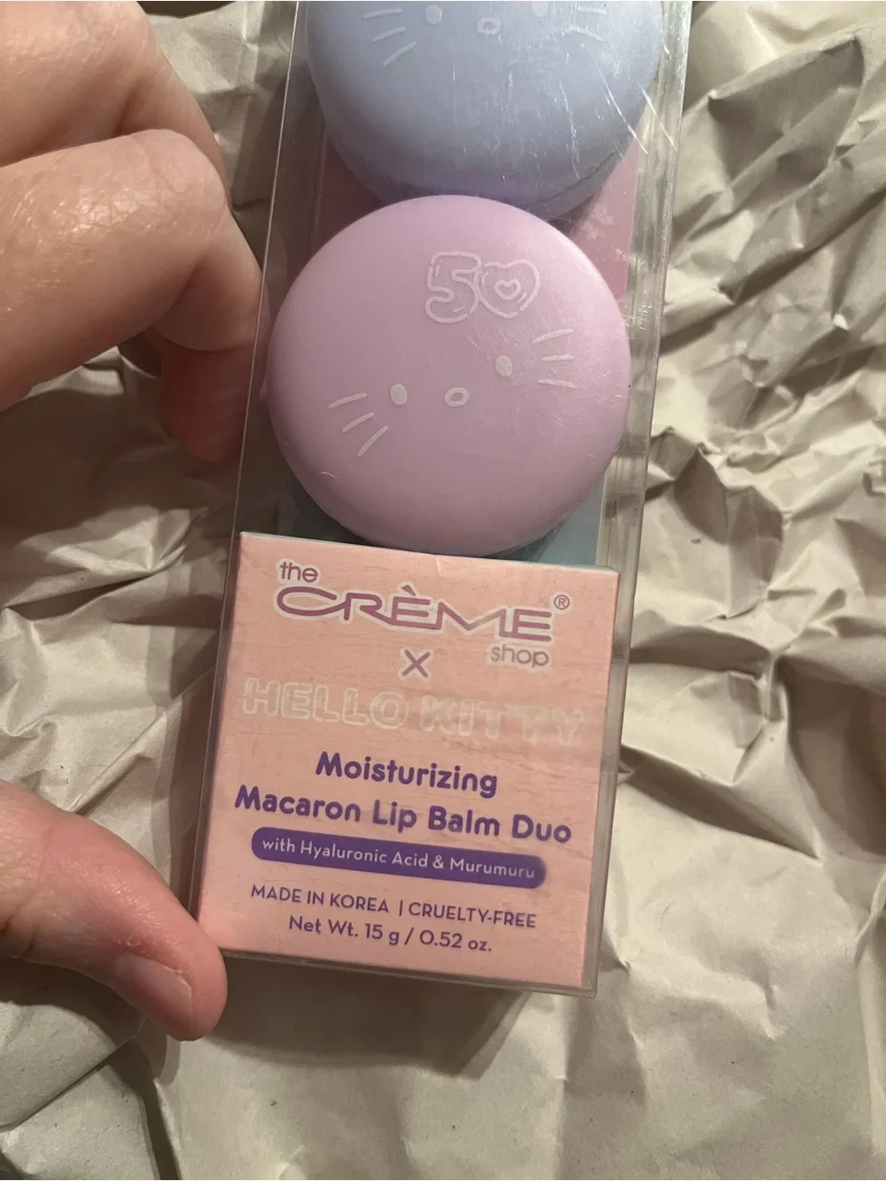 The Crème Shop x Hello Kitty Lip Product - Purple Text Packaging